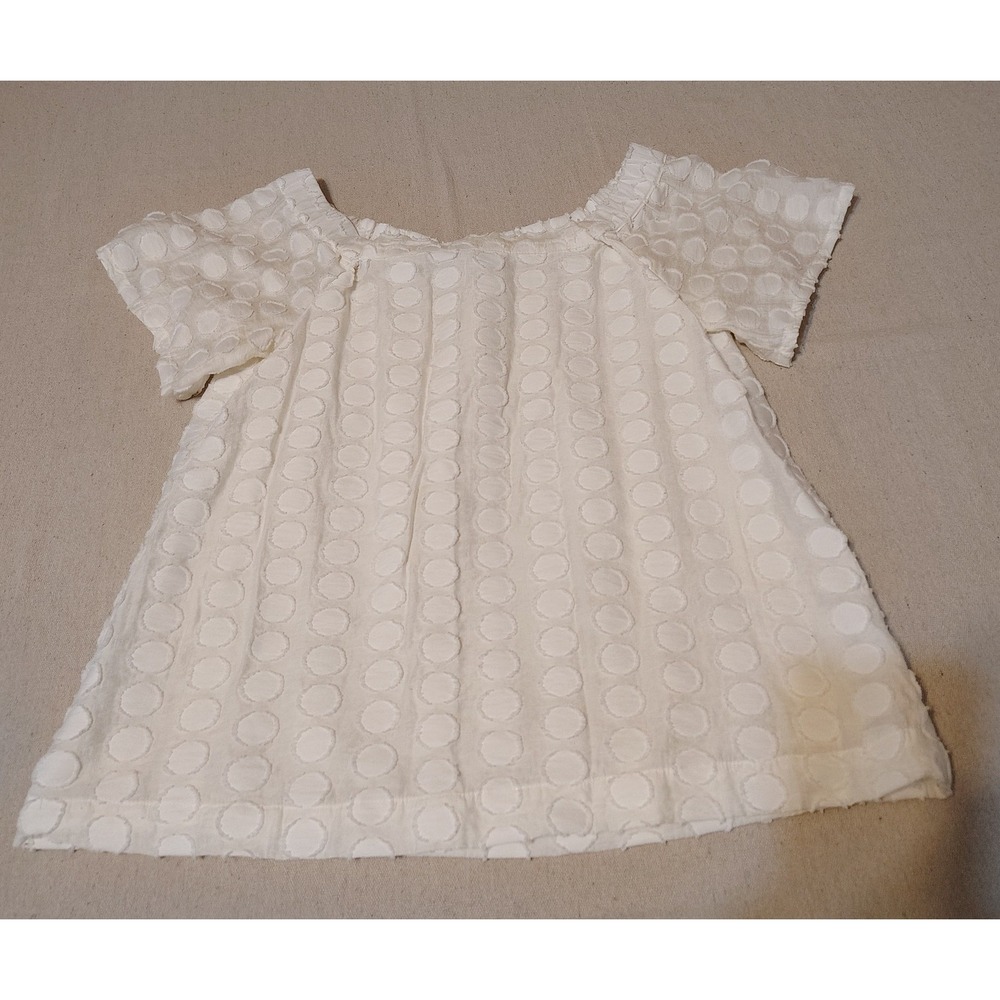 1.STATE White Off The Shoulder Textured Polka Dot Blouse Womens Medium M Boho 16